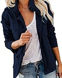 Pepochic Womens Military Jacket Zip Up Snap Buttons