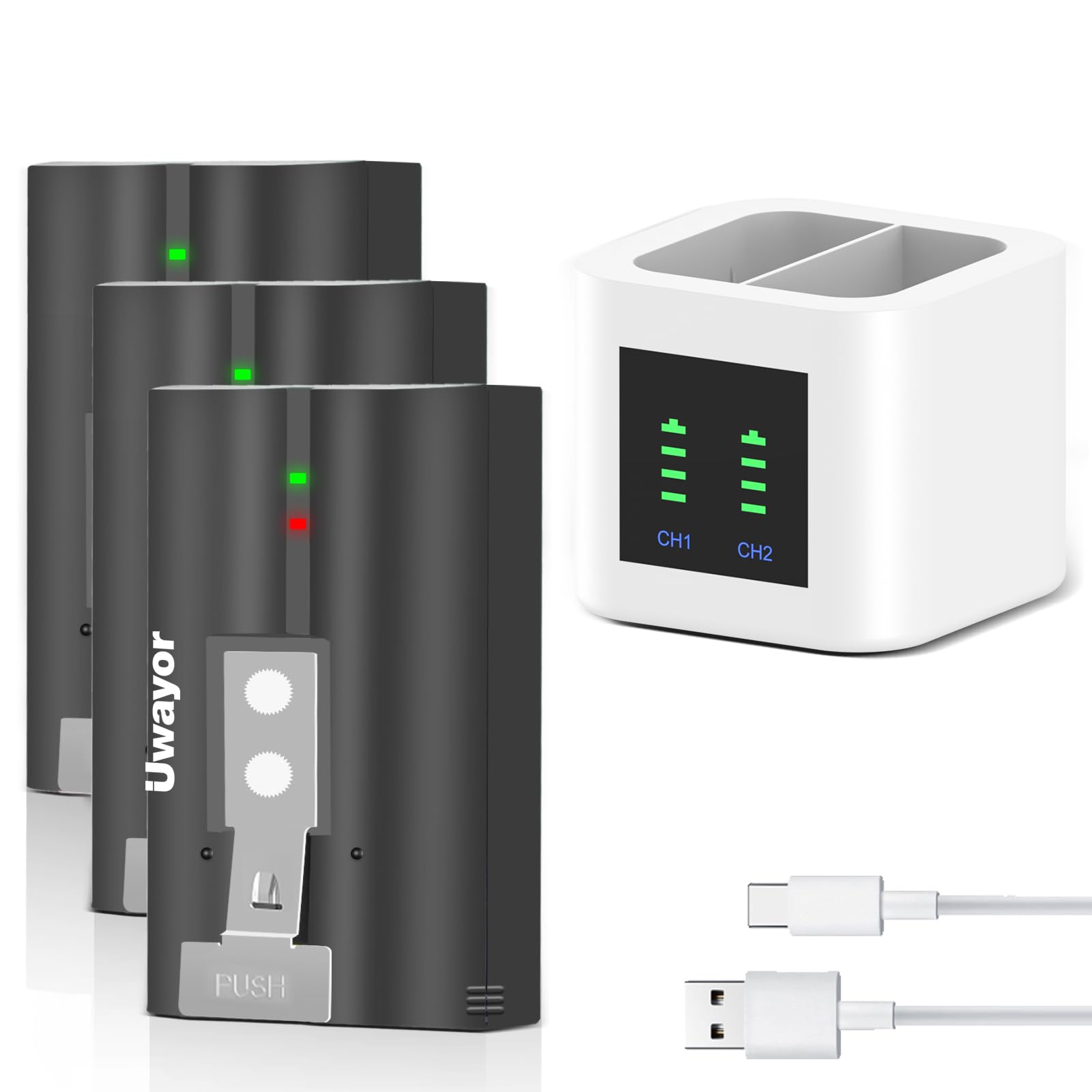 Photo 1 of **NO CHARGER**Uwayor 3 Pack for Ring Battery 6040mAh Replacement Doorbell Battery with Charger Station for Ring Video Doorbell 2/3/3 Plus/4 Camera, Stick Up Cam(2nd & 3rd Gen), Spotlight Cam, Peephole Cam