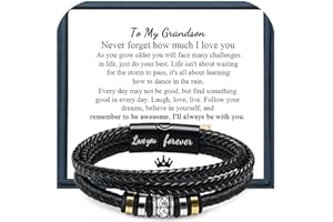 MEMGIFT Leather Bracelet for Men Multi-Layer Braided Leather Bracelet with Clasp Black Inspirational Bangle Bracelet Wristband Christmas Birthday Valentine's Day Gifts for Boyfriend Husband Dad Brother Son Grandson