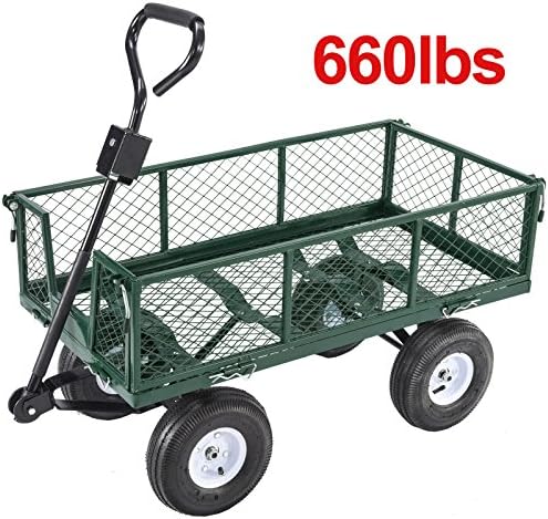 Heavy Duty Utility Wheelbarrow Lawn Wagon Cart Dump Trailer Yard Garden Steel