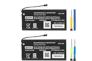 TAYUZH HAC-006 Battery, 2 Packs 600mAh JoyCon Battery Replacement Pack for Nintendo Switch HAC-015 HAC-016 Left and Right Joy-Con Controller with Repari Tools