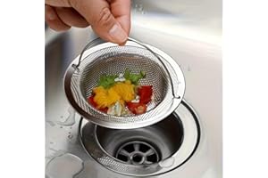Stainless Steel Sink Filter with Handle Rust Proof 201 Mesh Prevents Clogging for Kitchen, Bathroom Sinks, Home Use, Produce,