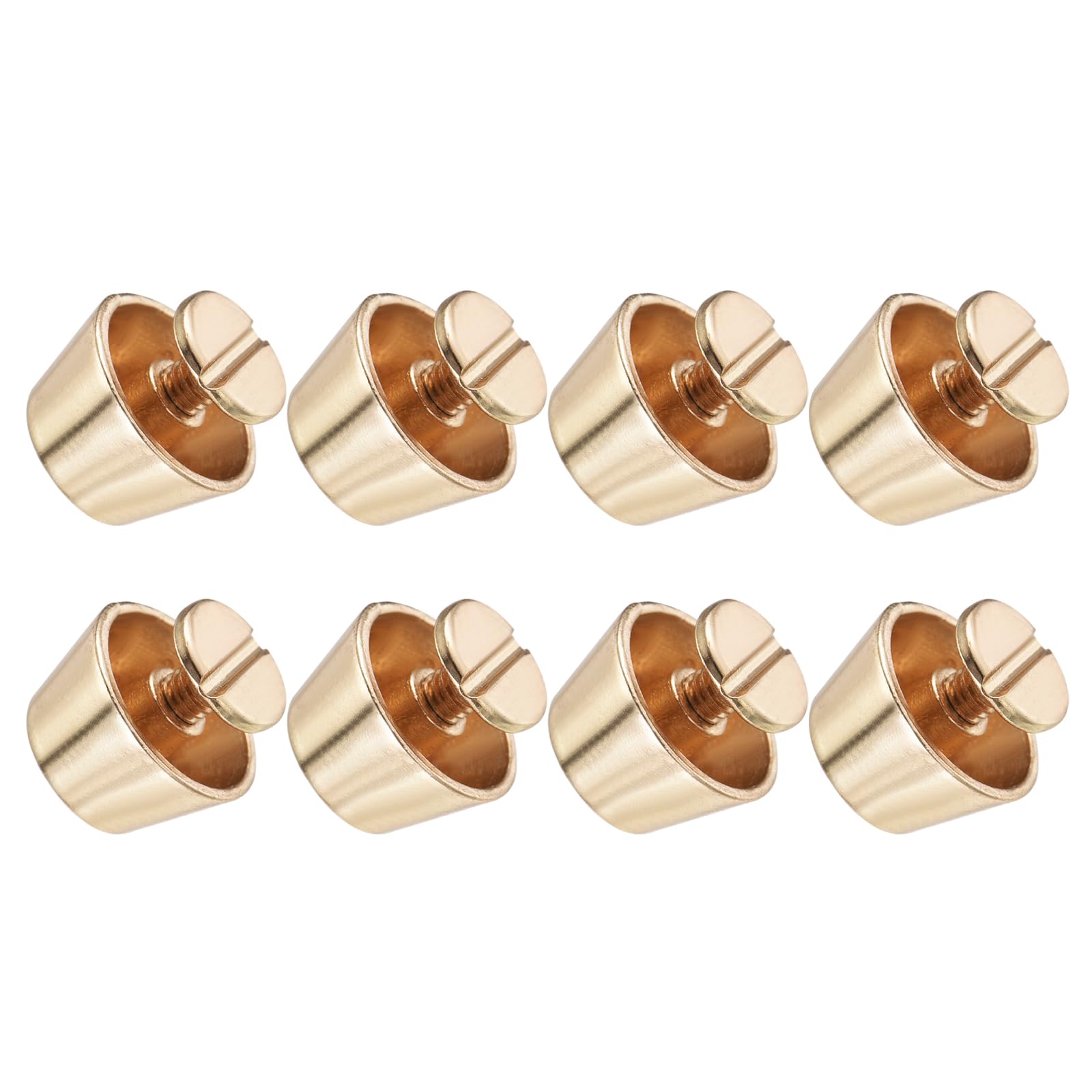 METALLIXITY Screw Back Stud Spike (12x7mm) 8pcs, Flat Head Stud Rivets - for Leather Crafts Purse Bags, Gold Tone