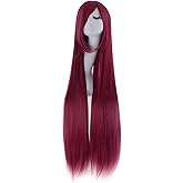 MapofBeauty 40" 100cm Long Straight Cosplay Costume Wig (Dark Red)