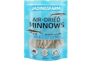 JADINGSFARM Minnows, 4.5oz Natural Air-Dried Minnows Dog and Cat Treats, Grain-Free, High-Protein, Single-Ingredient Fish Snacks for Training​