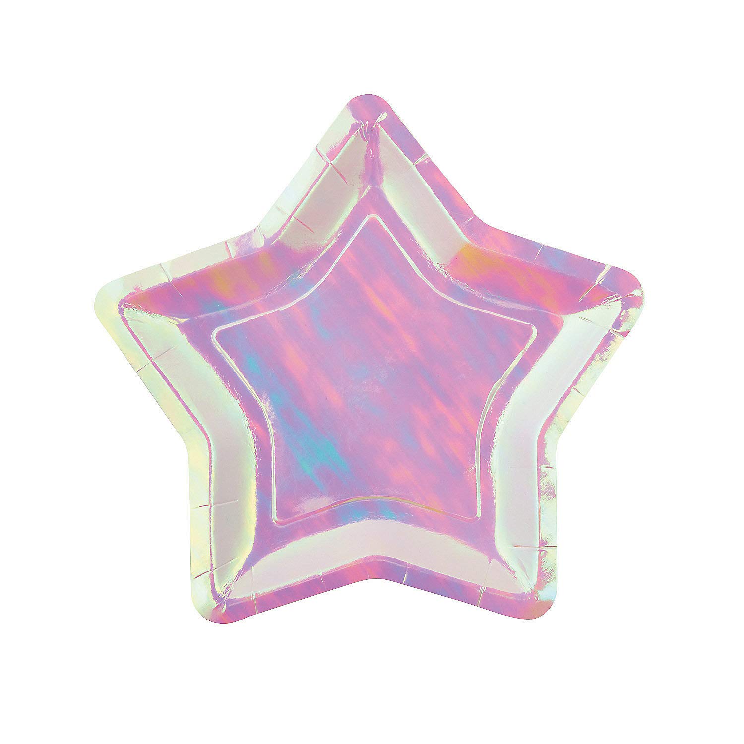Photo 1 of Fun Express Iridescent Star Shaped Paper Dessert Plates - Disposable Plates for Birthdays Baby Showers Weddings New Year & Holiday Parties - Stylish Paper Finish Party Supplies - 8 Pieces
