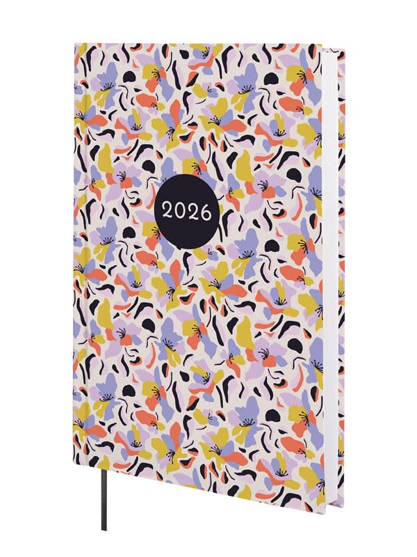 Finocam - Kalender 2026, 1 dag per pagina, januari - december (12 maanden), jaarplanner 2026, met puntband, hardcover porto design, kaasjeskruid, Spaans