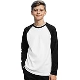 Silenroar Boys Long Sleeve T Shirts Cotton Blend Crewneck Tshirt Baseball Tee Raglan Jersey Color Block Top