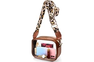 COROMAY Clear Bag Stadium Approved, Crossbody Purse with Adjustable Strap, Leather Bag for Stadium Events