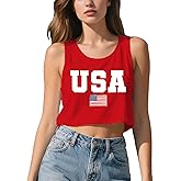 NEWKA USA Shirts for Women 4th of July Tank Tops American Flag Crop Top Patriotic Vest