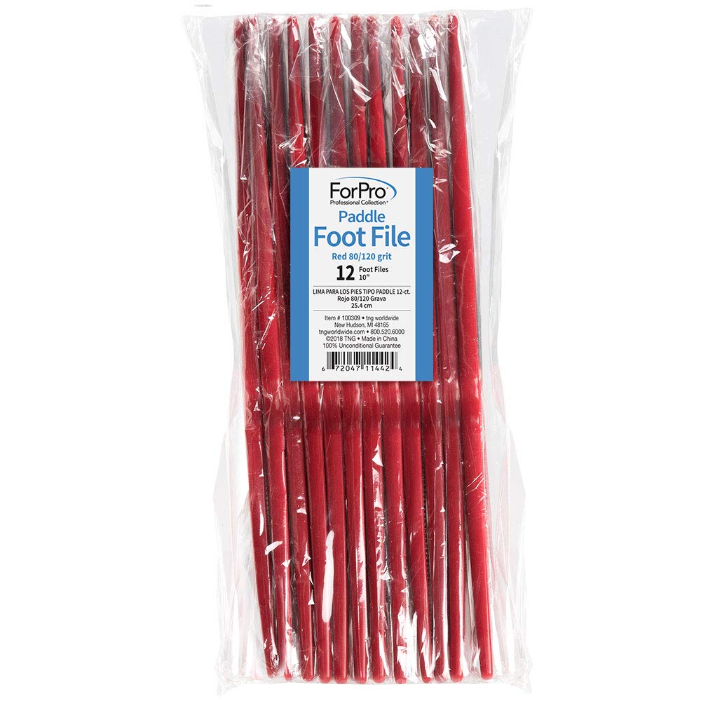 ForPro Pedicure Paddle Foot File, 80/120 Grit, Red, Pedicure File for