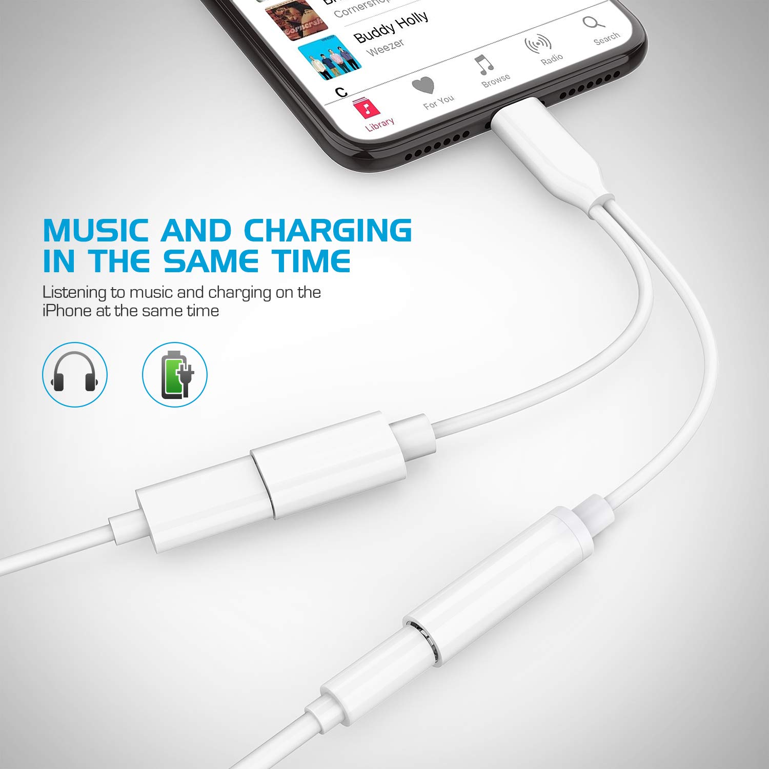 adattatore jack Dongle per iPhone 8 Plus/X/XS MAX/XR/7/7 Plus Cavo  adattatore per cuffie per iPhone 8 2 in 1 supporta tutti i sistemi iOS per  ricarica e audio adattatore audio AUX da