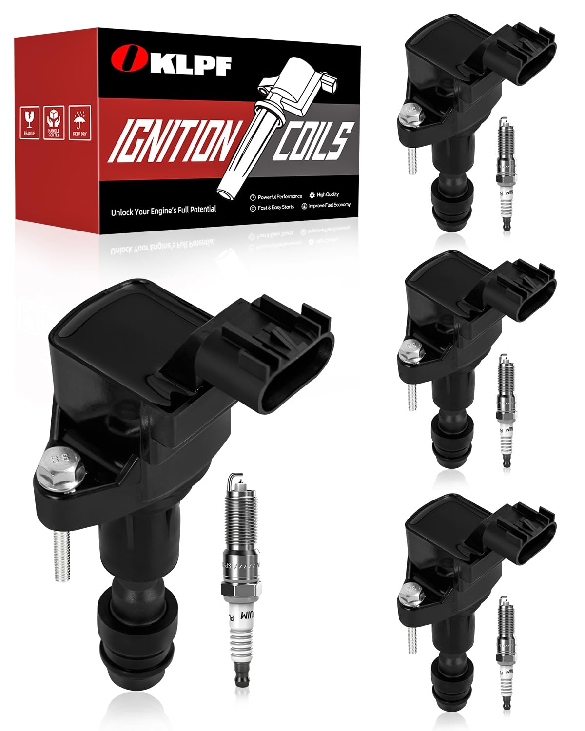 Photo 1 of OKLPF Ignition Coil Pack UF491 & XP5263 with Iridium Platinum Spark Plugs 4-Piece Set, Compatible with Chevrolet Malibu Equinox Cobalt,Buick LaCrosse Regal,GMC Terrain 2006-2017 2.0L 2.2L 2.4L L4