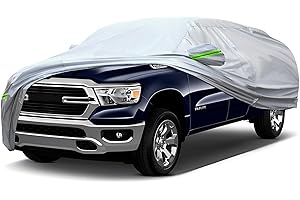 QUYDDC Full Car Cover Universal 6 Layers Outdoor Thicked All Weather Cover, Sunshield, Waterproof, Snow Proof, UV Proof, Scratch Proof, Bird Droppings, 6 Reflective Strips, Fits Pickups up 213"-237"