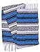 El Paso Designs Mexican Yoga Blanket – Colorful Falsa Serape Throw for Yoga, Beach, Picnic, Saddle, or Home Décor – Soft Woven Boho Blanket (Blue)