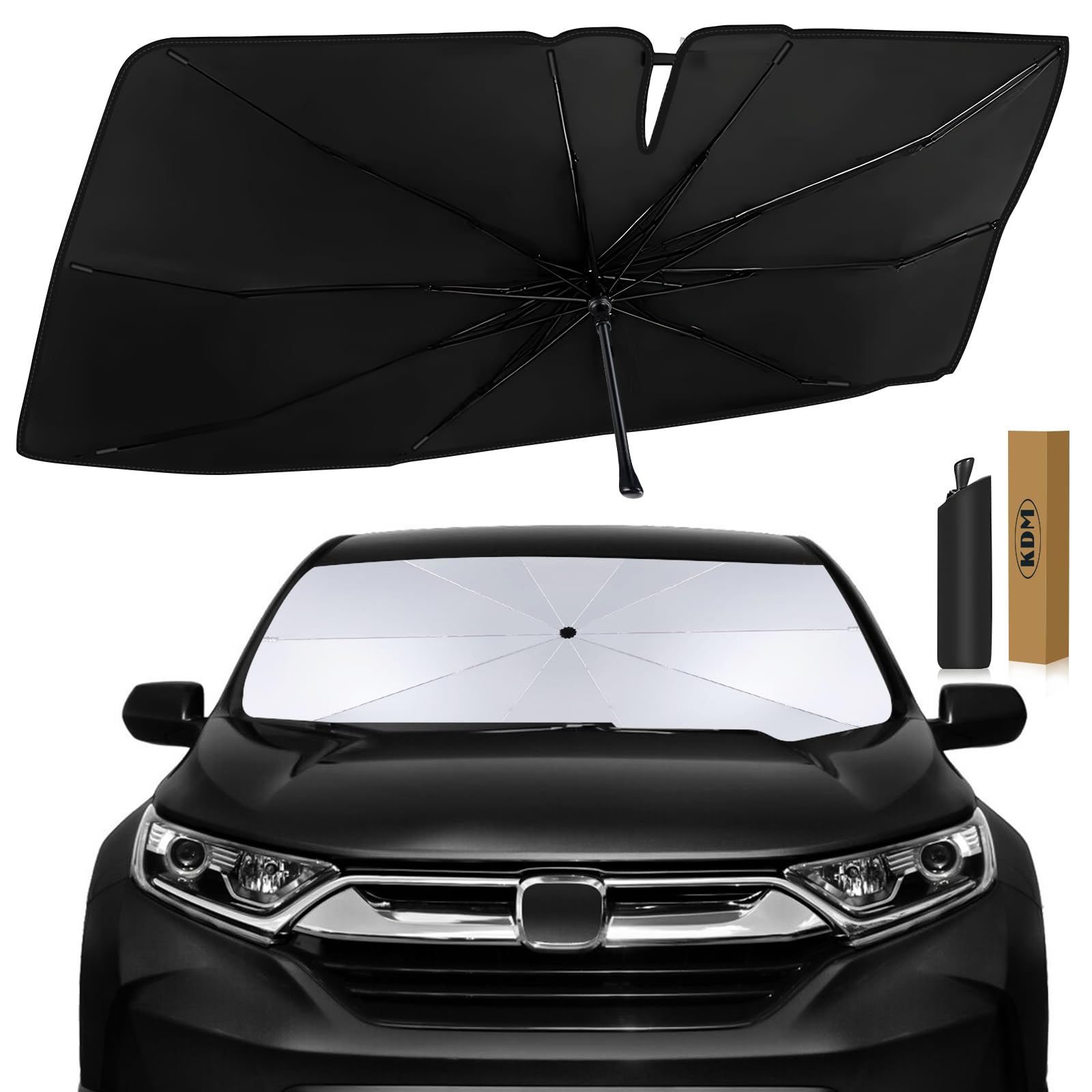 Photo 1 of KDM Umbrella Style Windshield Sun Shade Fit for Honda CR-V 2017 2018 2019 2020 2021 2022,Foldable Front Windows Sunshade Visor Protector Blocks UV Rays Heat,5 Layer