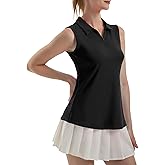 FKEEP Women's Sleeveless Polo Golf Tennis Shirt Tank Tops T-Shirts V-Neck with Collar Quick Dry Workout Athletic