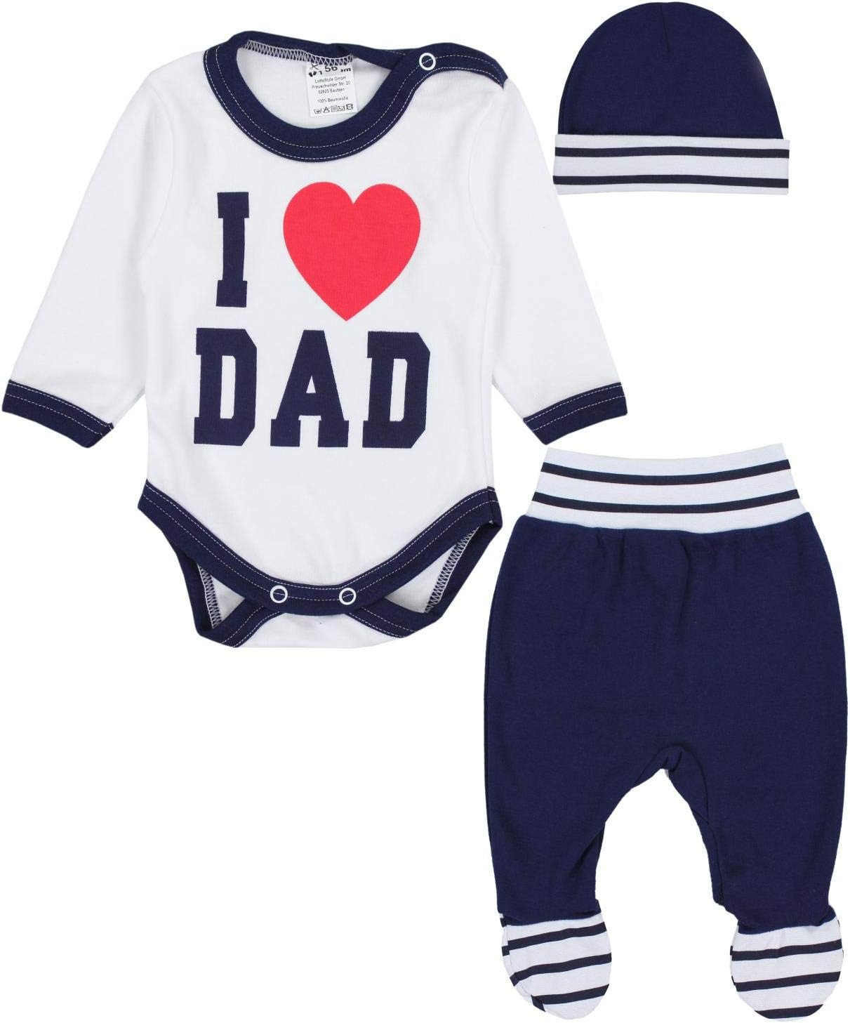 Baby Clothing Set Bodysuit Trousers Beanie