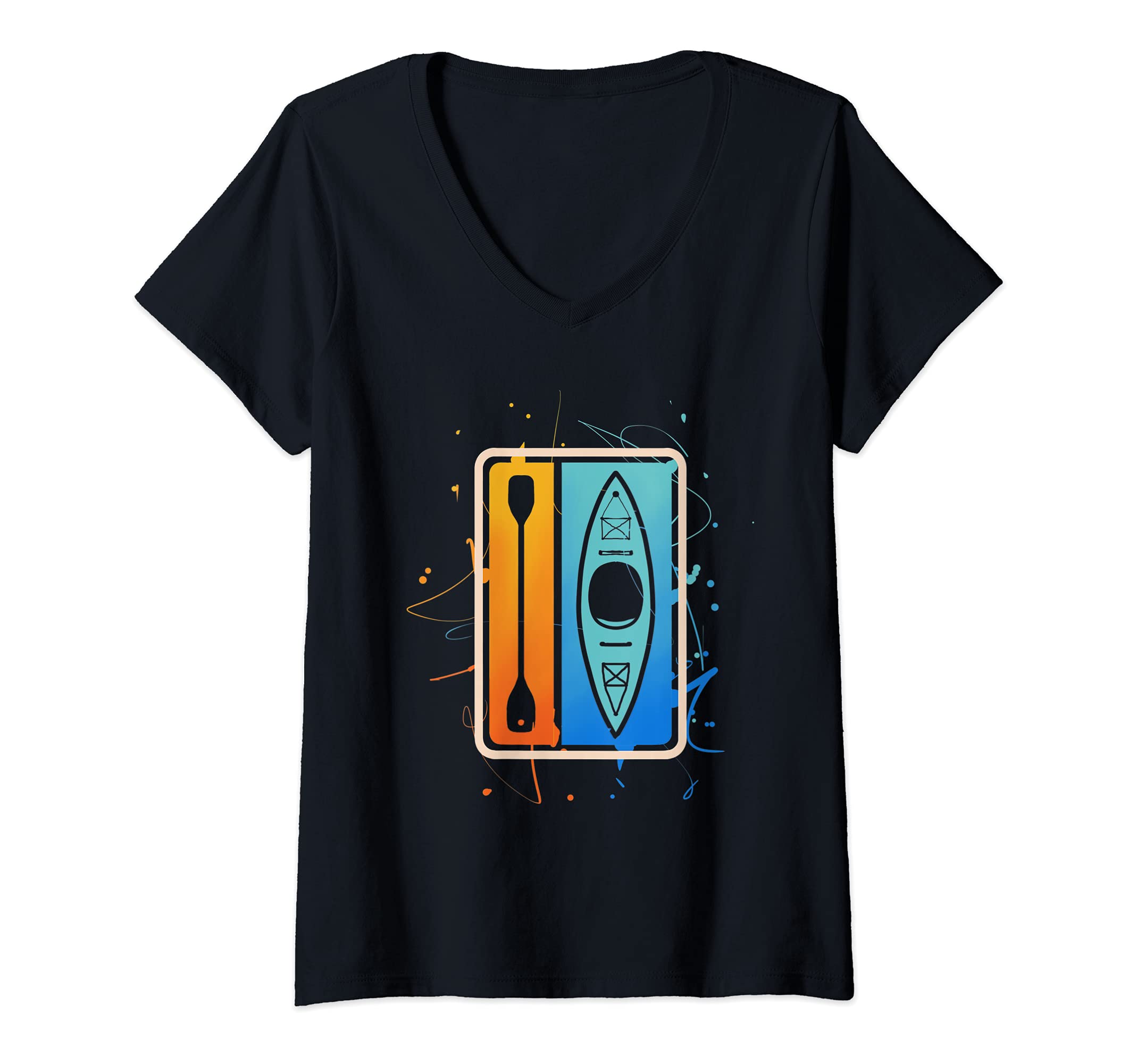 Womens Kayak Gift Kayaking and Paddle V-Neck T-Shirt