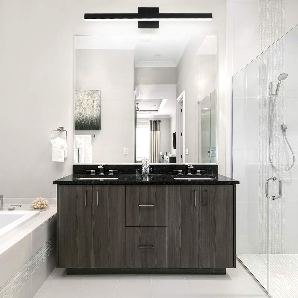 Aipsun 27.6 inch Modern Black Vanity Light LED Black Bathroom Vanity Light Fixtures Black Wall Light for Bathroom (White Light) - - 