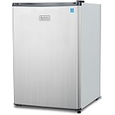 BLACK+DECKER 2.5 Cu. Ft. Compact Refrigerator, BCRK25V, Stainless Look | Energy Star Certified, Single Door Mini Fridge with Chiller Compartment, Personal Fridge for Home or Dorm, R600a Refrigerant