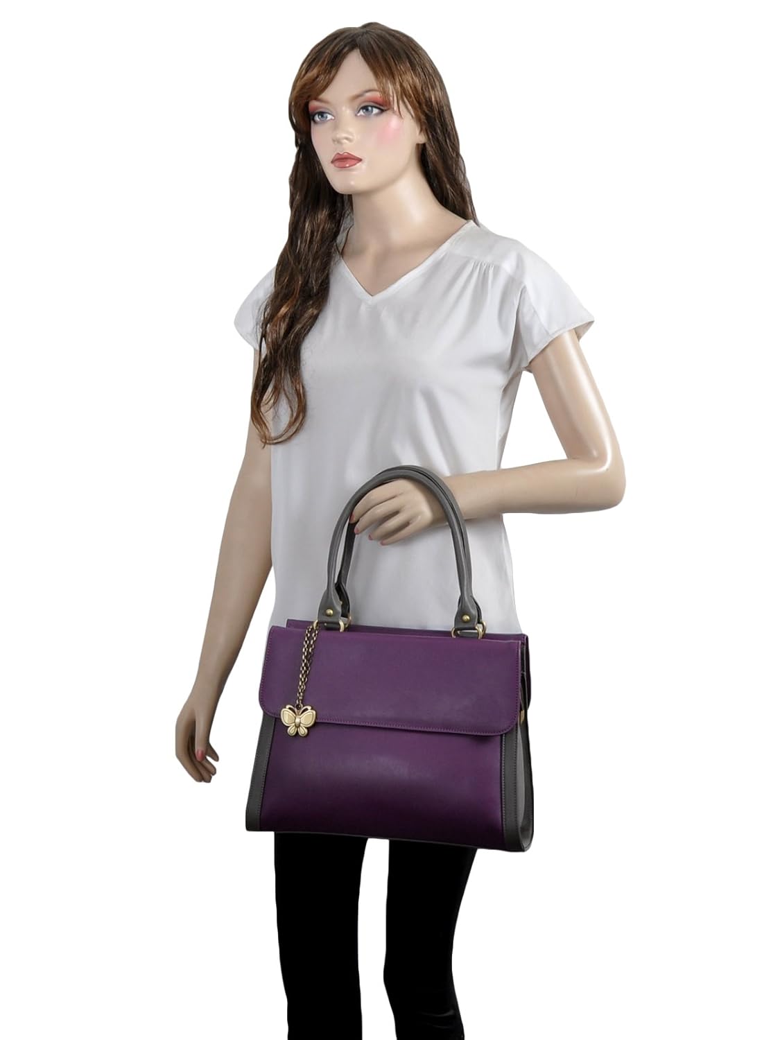 butterflies women's handbag (purple) (bns wb0104)