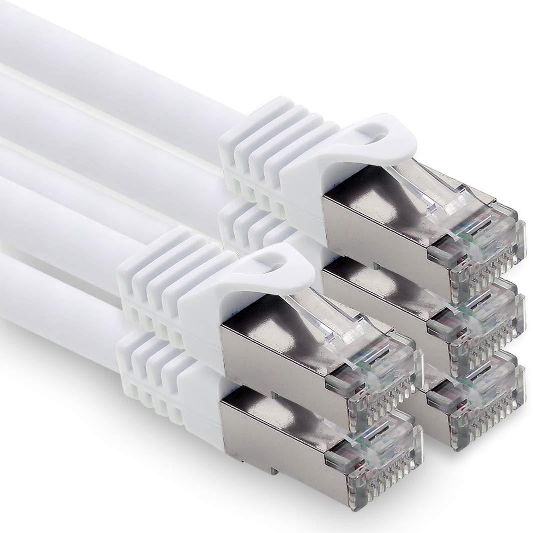 1CONN 1.5m - white - 5 pieces CAT.7 computer Ethernet cable network cable (raw cable) patch cable S-FTP LSZH PIMF 10GB s RJ45 plug Cat6a