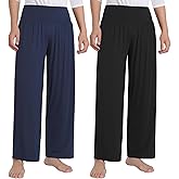 Latuza Women's Petite Wide Leg Lounge Pants Bamboo Viscose Pajama Pants 2 Pack