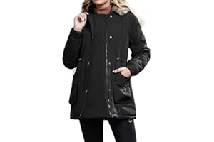 Maacie Maternity Winter Coat,3 In 1 Thickened Jacket,Fleece Lined Warm Hooded Outwear With Pockets