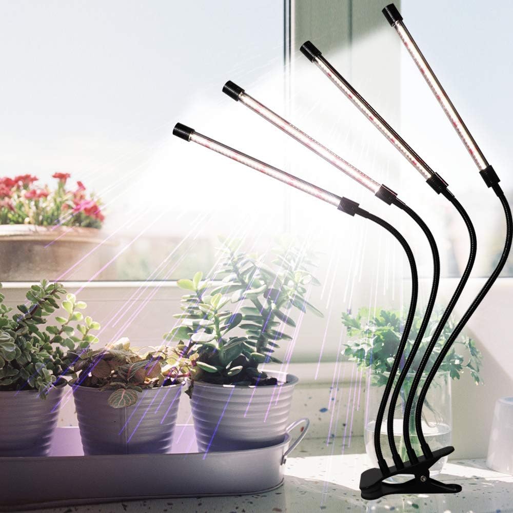 Grow Lights Sunlight White,GHodec 168LED 100W Four-Head Plant Lights,Growing Lamps for Indoor Plant,5 Dimmable Levels & 4/8/12H Timer: Home Improvement