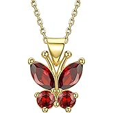 Bestyle Cute Butterfly Birthstone Necklace for Women, Dazzling Cute Silver/Gold Necklace Choker Chain, Great Birthstone Jewelry for Her