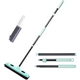 DALIPER Rubber Broom Pet Hair Remover with Squeegee, 52.3 Inches Long Handle Fur Sweeper with Small Detailing Lint Brush to F