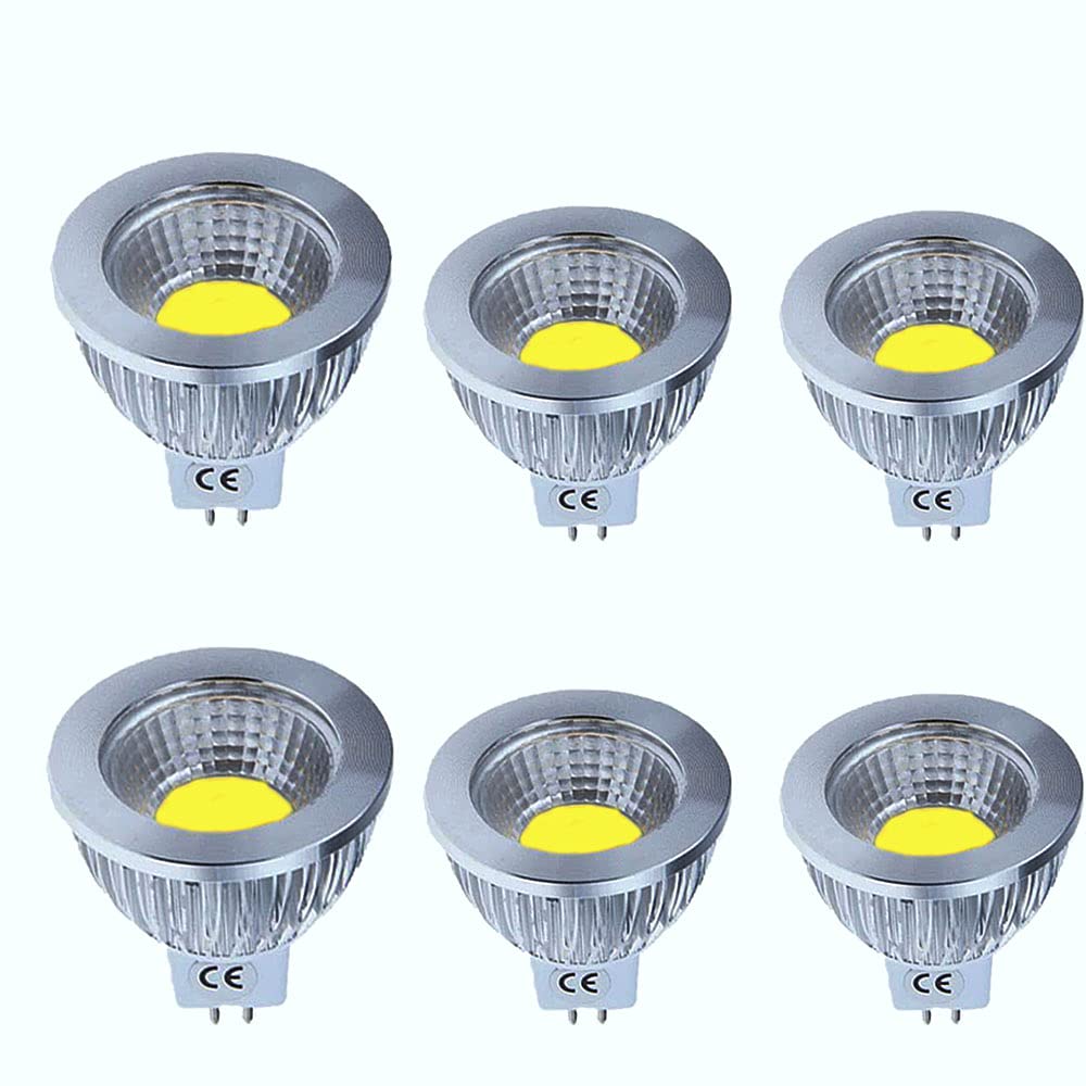 OUKAIDE 6 Pcs 6W MR16 LED Light Bulbs Cool White 6000K Spotlight MR16 60W Equivalent, Energy Saving MR16 600LM AC 85-265V Non Dimmable Space Aluminum Material