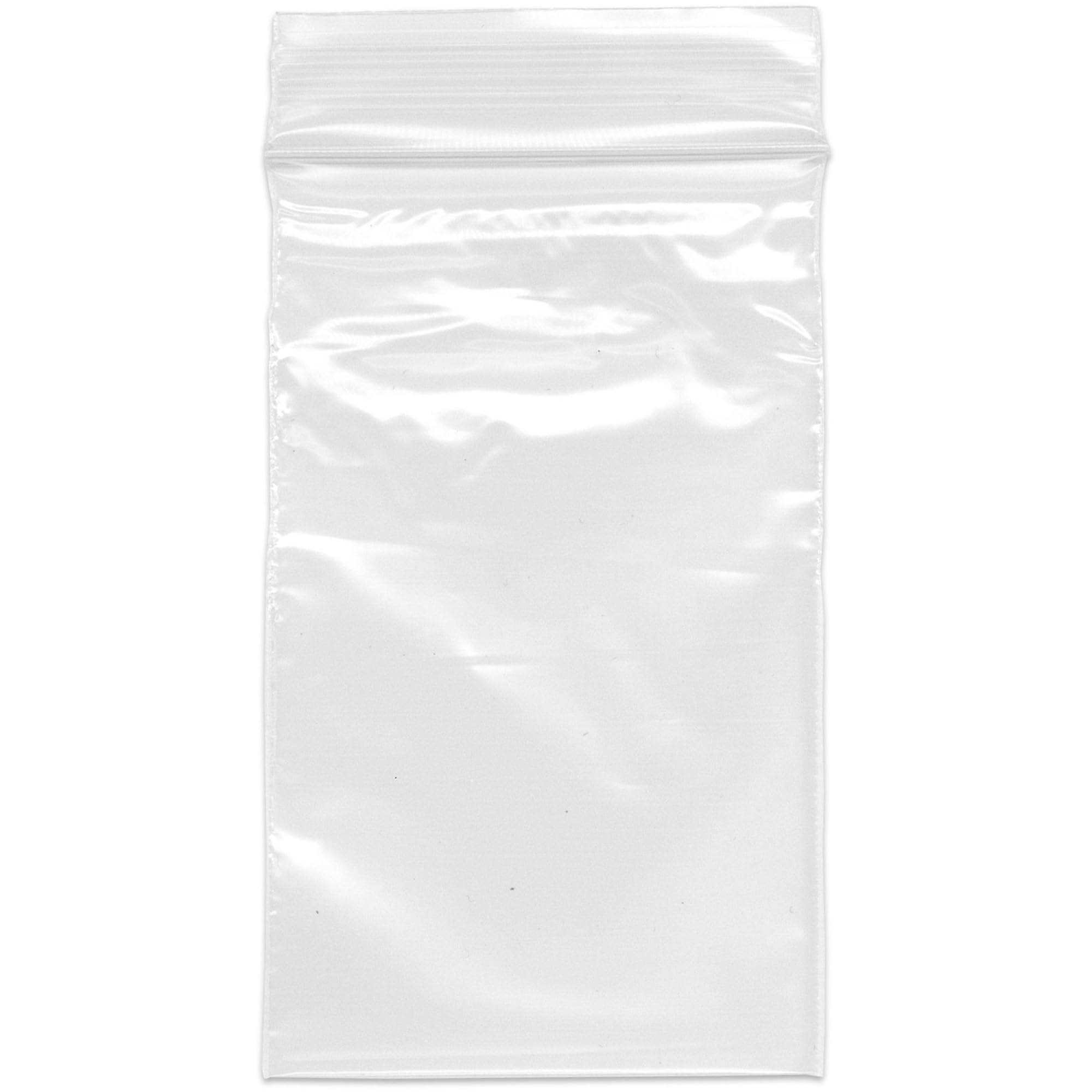 Plymor Zipper Reclosable Plastic Bags, 2 Mil, 2.5" x 4" (Pack of 100)