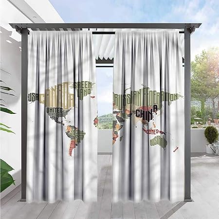 Amazon Com World Map Window Curtains Typographic Countries Rod