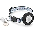 LAFAYI Airtag Cat Collar Breakaway with Bells & Fruit Pendants,Safety Kitten Collar with Apple Air Tag Holder for Girl Boy Cats,Pet Accessories,Gifts(Peach)