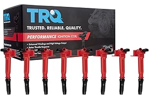 TRQ Ignition Coil Set 8 Piece High Temperature Epoxy Compatible with 10-14 Ford F-150 11-17 F-250 Super Duty F-350 Super Duty 17 E-350 Super Duty E-450 Super Duty