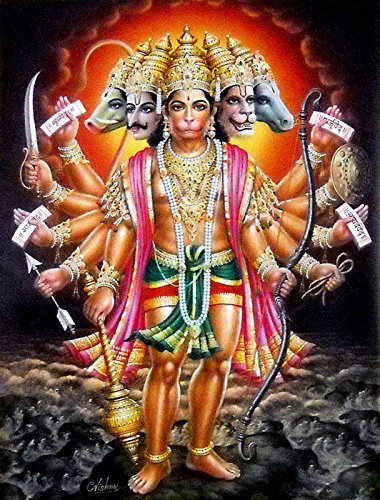 Panchmukhi Hanuman Ji Poster Reprint On Paper 20x16 Inches