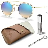 Ray-Ban RB3647N ROUND DOUBLE BRIDGE Round Shaped Sunglasses for Men & Women with Official RAYBAN Eyewear Kit