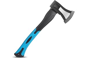 DESHIL Splitting Axe, 14” Camping Outdoor Hatchet for Wood Splitting and Kindling, Forged Carbon Steel Heat Treated Hand Maul Tool, Fiberglass Shock Reduction Handle, Blue