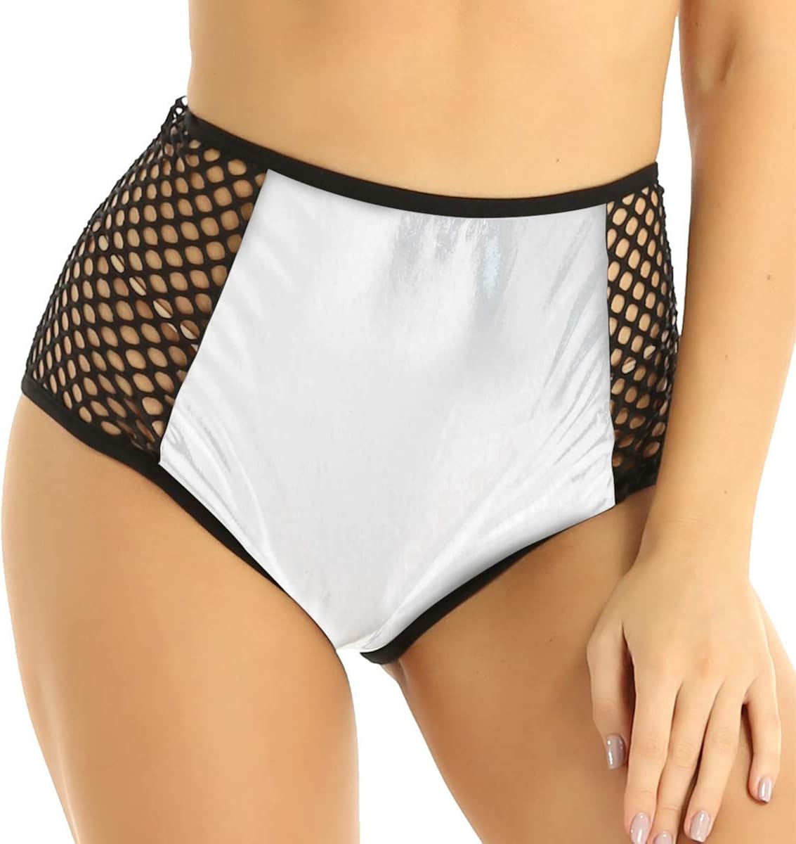 inhzoy Women's Metallic High Waist Patchwork Underwear Hot