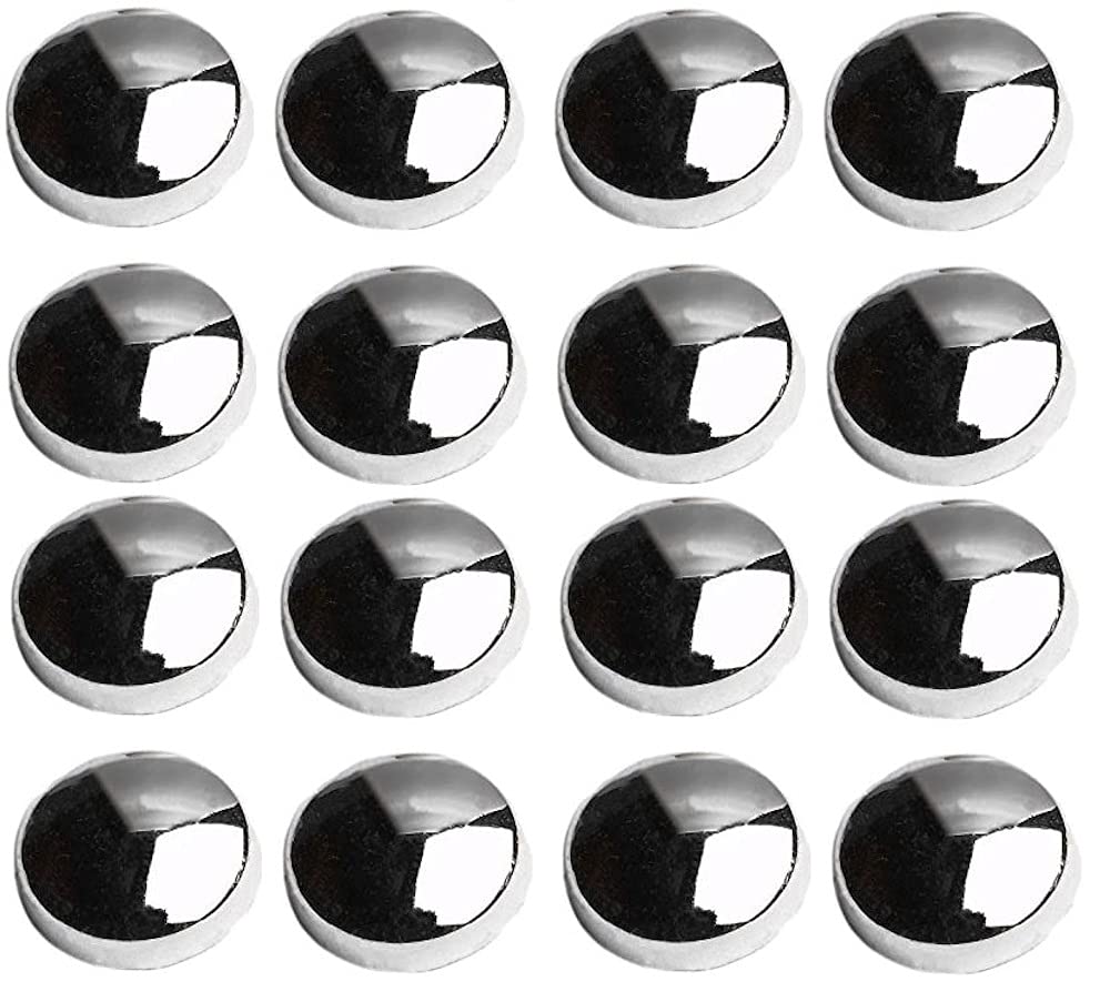Merriway BH03922 (100 Pcs) Plastidome Snap On 2 Piece Caps Screw No. 6/8 Covers, 15 mm (9/16 Inch) Diameter, Chrome Finish - Pack of 100 Pieces