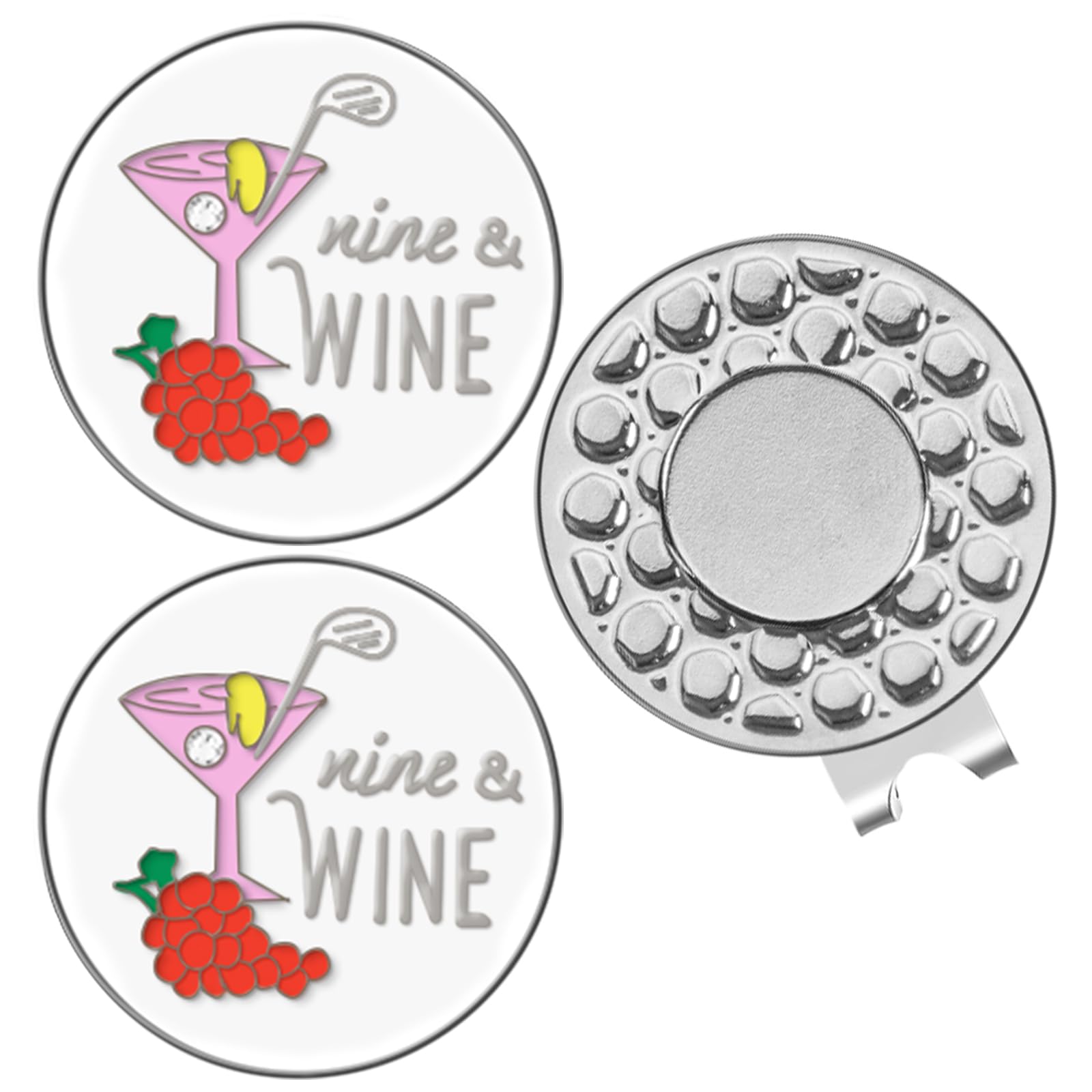 AMRTA Magnetic Golf Ball Marker Hat Clip 1pcs with 2pcs Ball Markers Golf Ball Markers Personalised for Putting Coin Golf Gifts Golfer (Wine Cup)