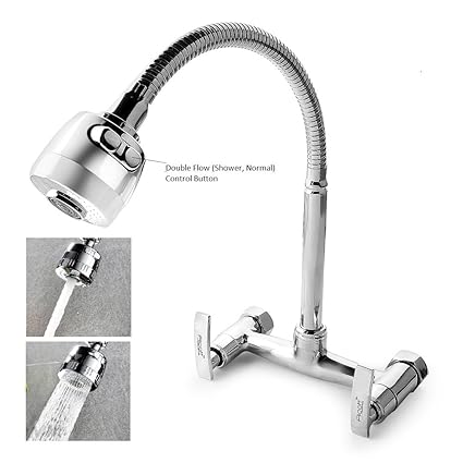 PT Sink Mixture 360 Rotating Shower Tap For Kitchen/Bathroom Soft, Wall Mounted (Big Flexible Neck & Double Flow)