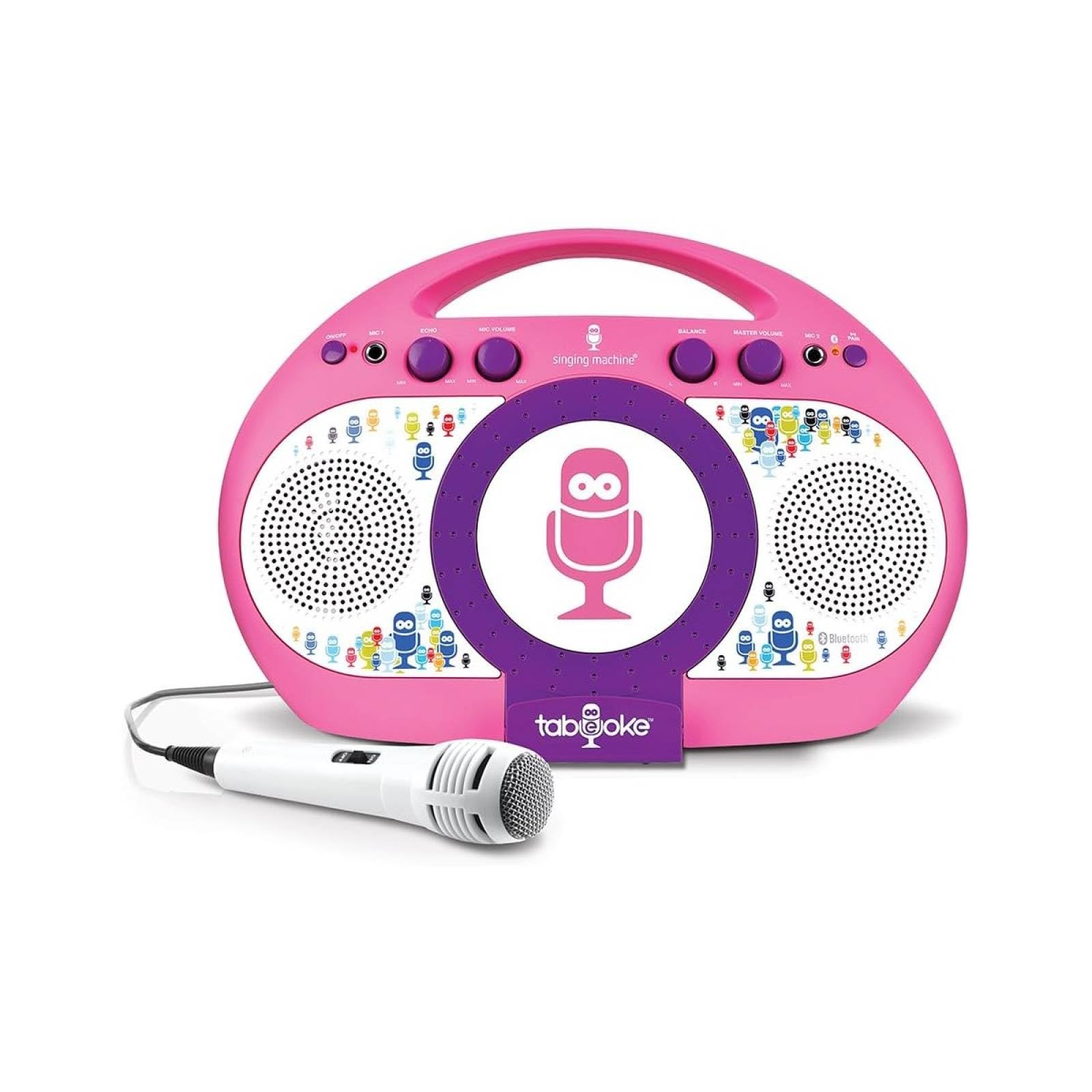 Singing Machine iSM398PP Bluetooth Tablet Karaoke Machine with Microphone, Pink/Purple