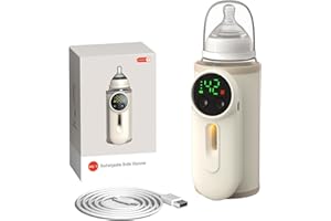 VVU&CCO Fast Heating Portable Bottle Warmer for Travel,Monitor Milk Volume,Leak-Proof,Fast Charging&Cordless,Can Use While Charging,Keep Nutrition Bottle Warmer on The Go