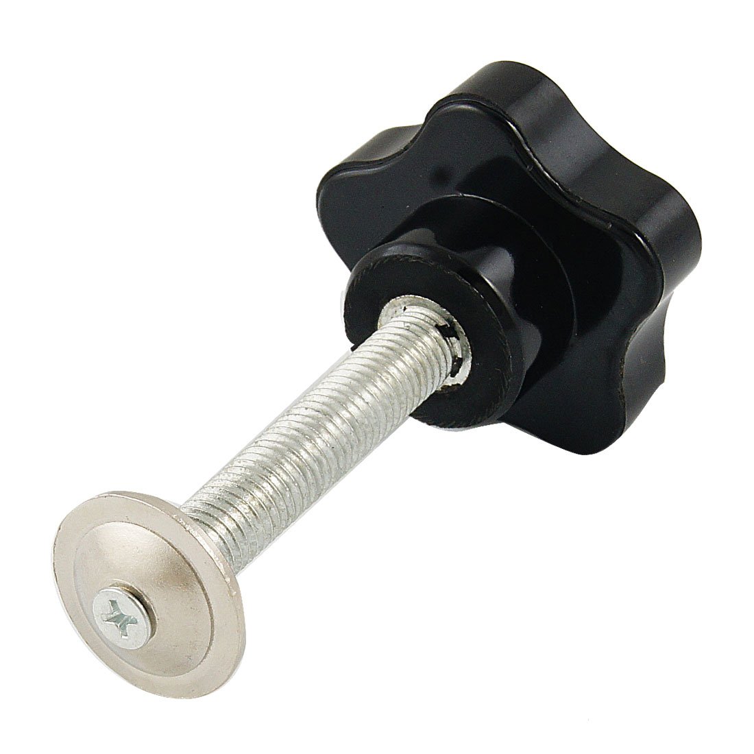 sourcing map M10 10mm Diameter 60mm Length Thread Screw on Clamping Star Knob Black