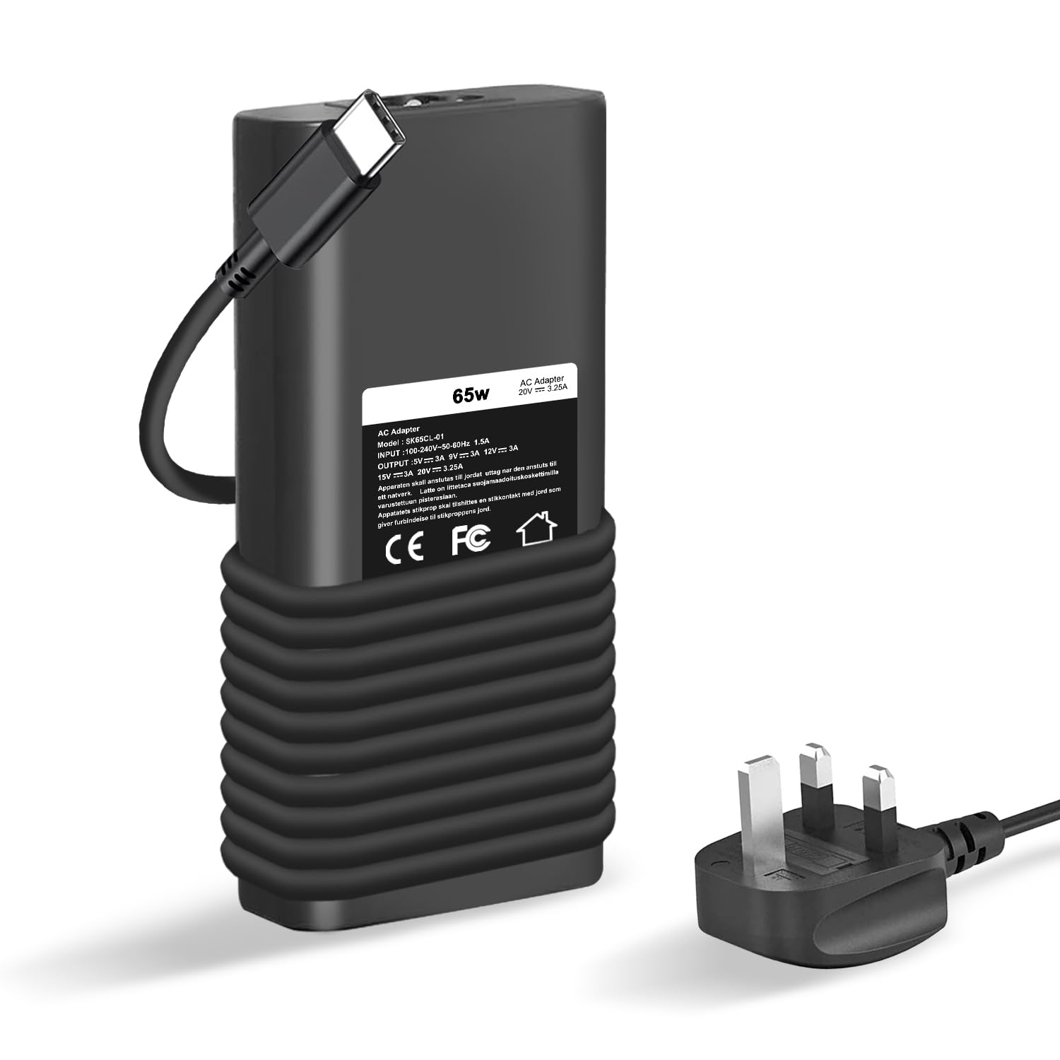 ATTNINE 65W USB C Laptop Charger Compatible with Dell Chromebook XPS Latitude, USB Type-C Power Adapter