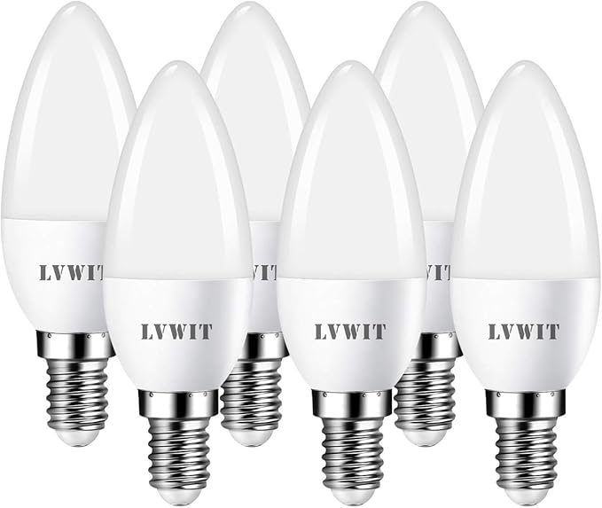 E14 LED Bulb 5W, 6Pack, LVWIT 470Lm C37 Candle Light Bulb, Equivalent