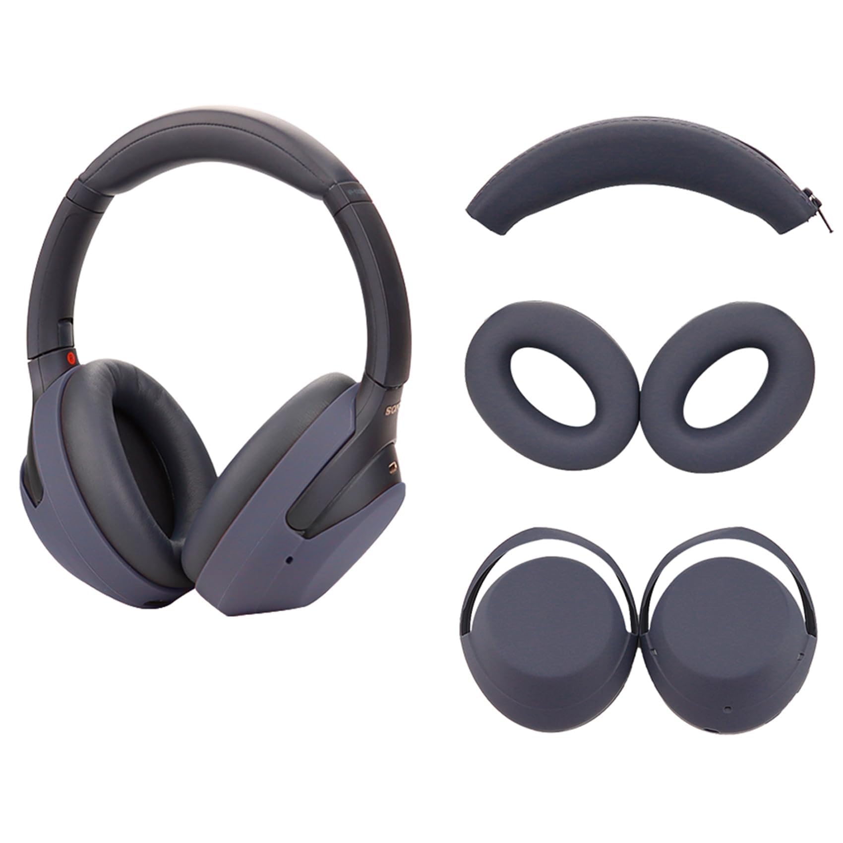 Photo 1 of umvowuxa 3 Set Case Cover Compatible with Sony WH-1000XM4 Headphones,Embody Ear Pad Cover/Headband Cover/Ear Cover Soft Silicone Headphones Accessories?Blue?